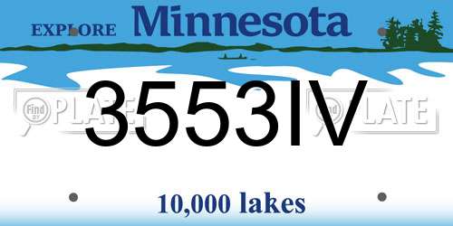 3553IV Minnesota License Plate