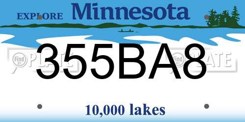 355BA8 Minnesota License Plate