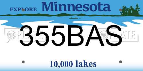 355BAS Minnesota License Plate