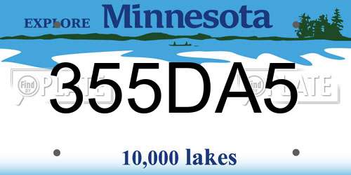 355DA5 Minnesota License Plate
