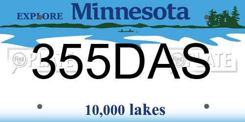 355DAS Minnesota License Plate