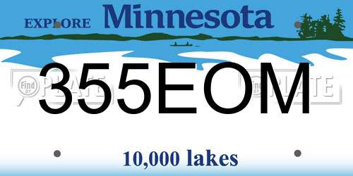 355EOM Minnesota License Plate