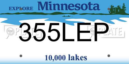 355LEP Minnesota License Plate