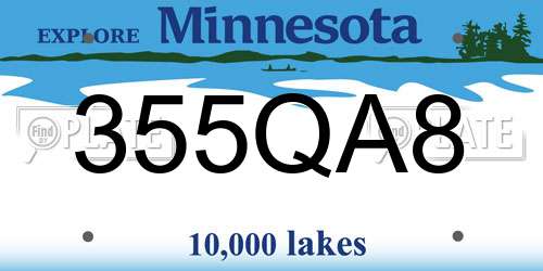 355QA8 Minnesota License Plate