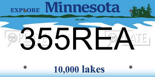355REA Minnesota License Plate