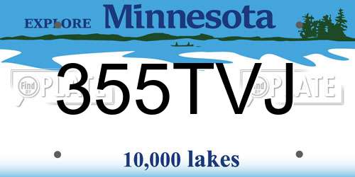 355TVJ Minnesota License Plate