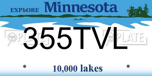355TVL Minnesota License Plate