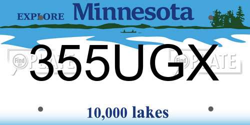 355UGX Minnesota License Plate