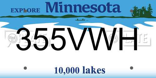 355VWH Minnesota License Plate