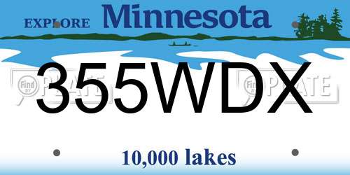 355WDX Minnesota License Plate