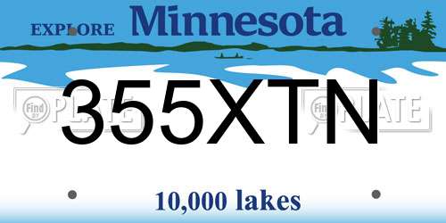 355XTN Minnesota License Plate