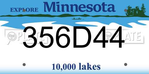 356D44 Minnesota License Plate