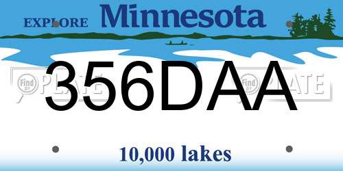 356DAA Minnesota License Plate