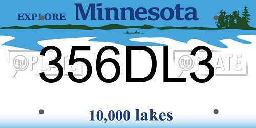 356DL3 Minnesota License Plate