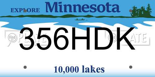 356HDK Minnesota License Plate