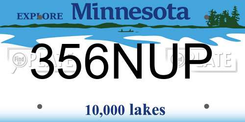 356NUP Minnesota License Plate