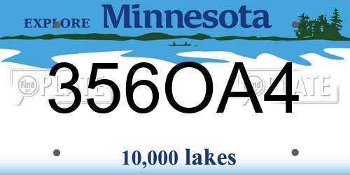 356OA4 Minnesota License Plate