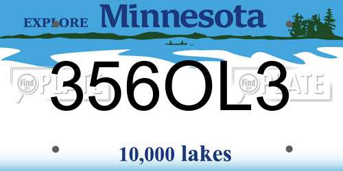 356OL3 Minnesota License Plate