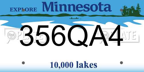 356QA4 Minnesota License Plate