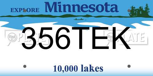 356TEK Minnesota License Plate