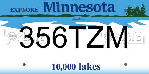 356TZM Minnesota License Plate