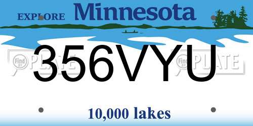 356VYU Minnesota License Plate