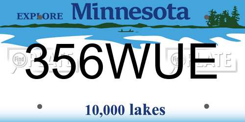 356WUE Minnesota License Plate
