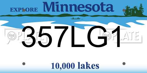 357LG1 Minnesota License Plate