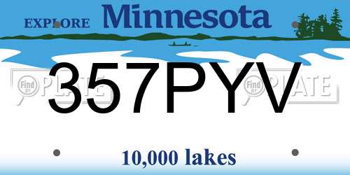 357PYV Minnesota License Plate