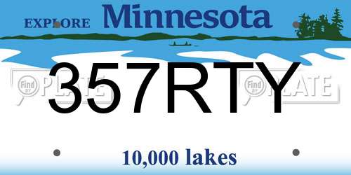 357RTY Minnesota License Plate