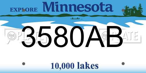 3580AB Minnesota License Plate