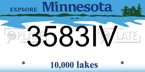 3583IV Minnesota License Plate