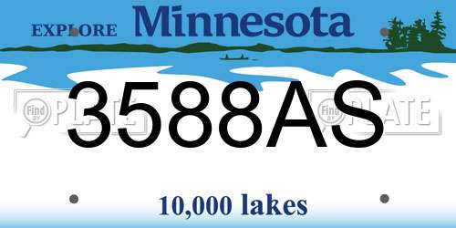 3588AS Minnesota License Plate