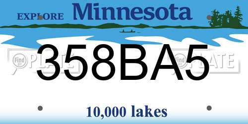 358BA5 Minnesota License Plate