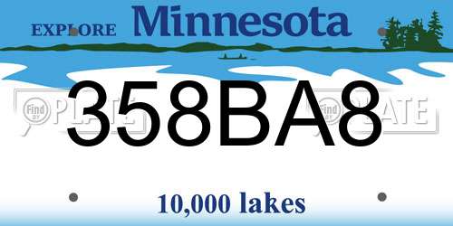 358BA8 Minnesota License Plate