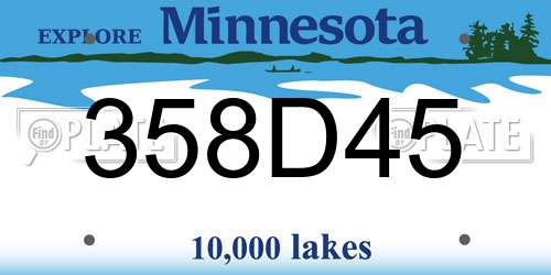 358D45 Minnesota License Plate