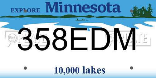 358EDM Minnesota License Plate
