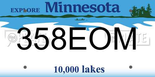 358EOM Minnesota License Plate
