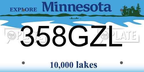 358GZL Minnesota License Plate