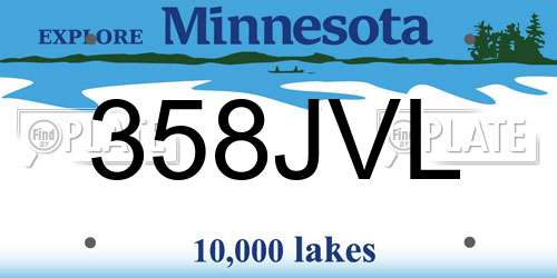358JVL Minnesota License Plate