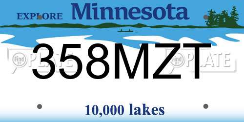 358MZT Minnesota License Plate