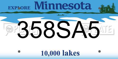 358SA5 Minnesota License Plate