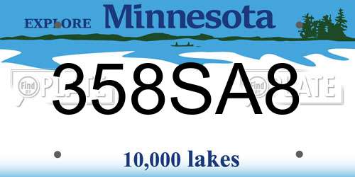 358SA8 Minnesota License Plate