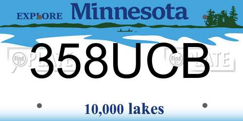 358UCB Minnesota License Plate