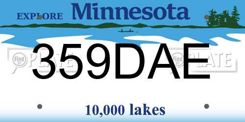359DAE Minnesota License Plate