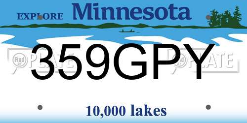 359GPY Minnesota License Plate