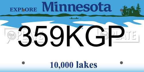 359KGP Minnesota License Plate