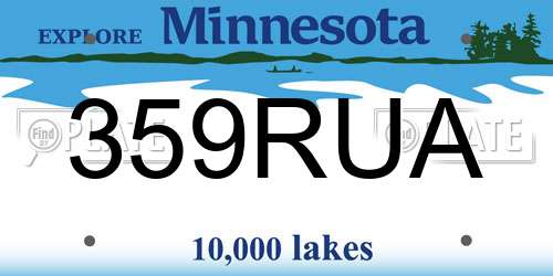 359RUA Minnesota License Plate