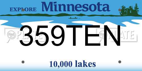 359TEN Minnesota License Plate
