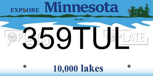 359TUL Minnesota License Plate